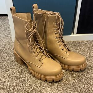 Beige combat style boots